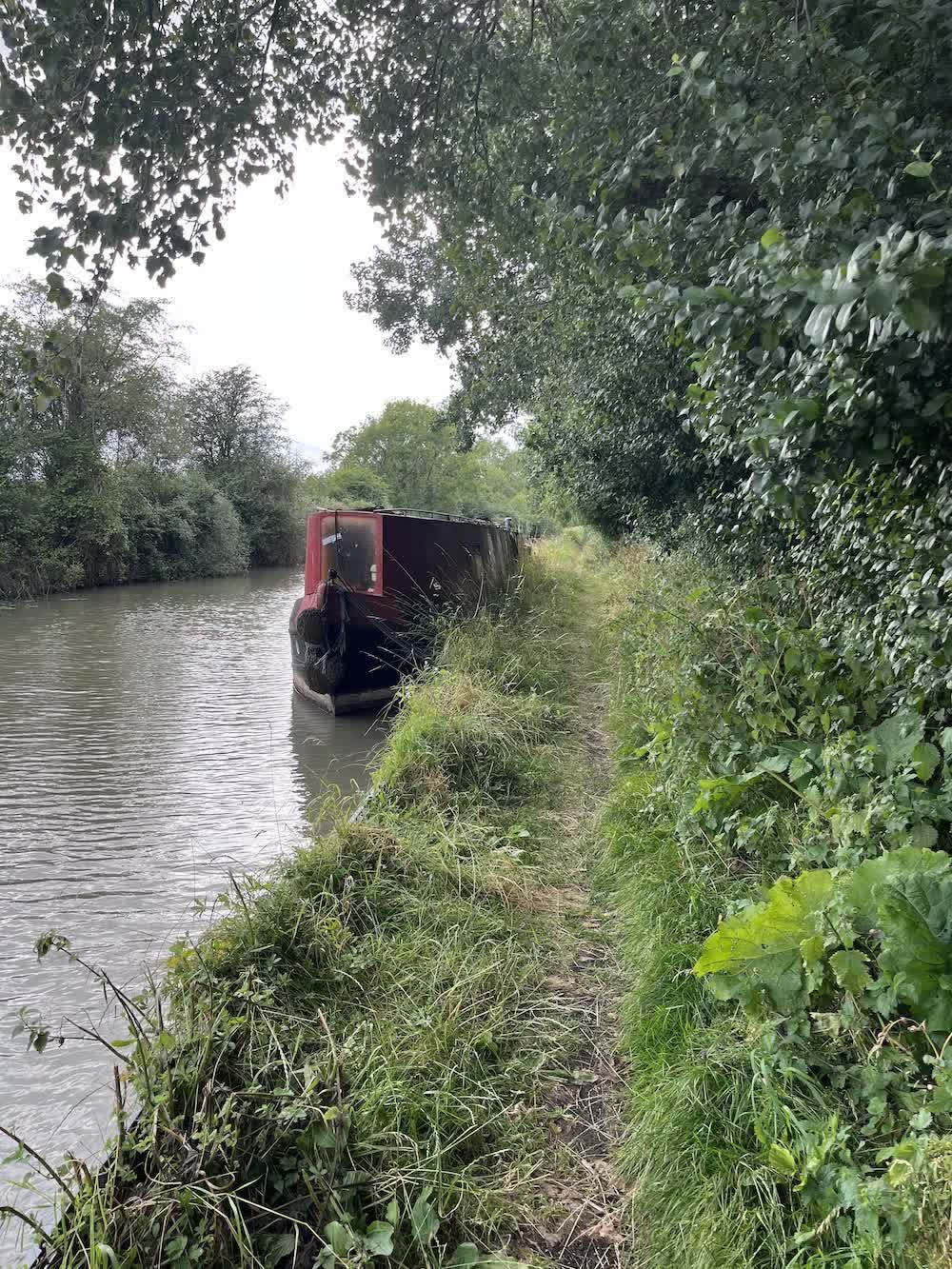 View of the bow, on the Grand Union canal