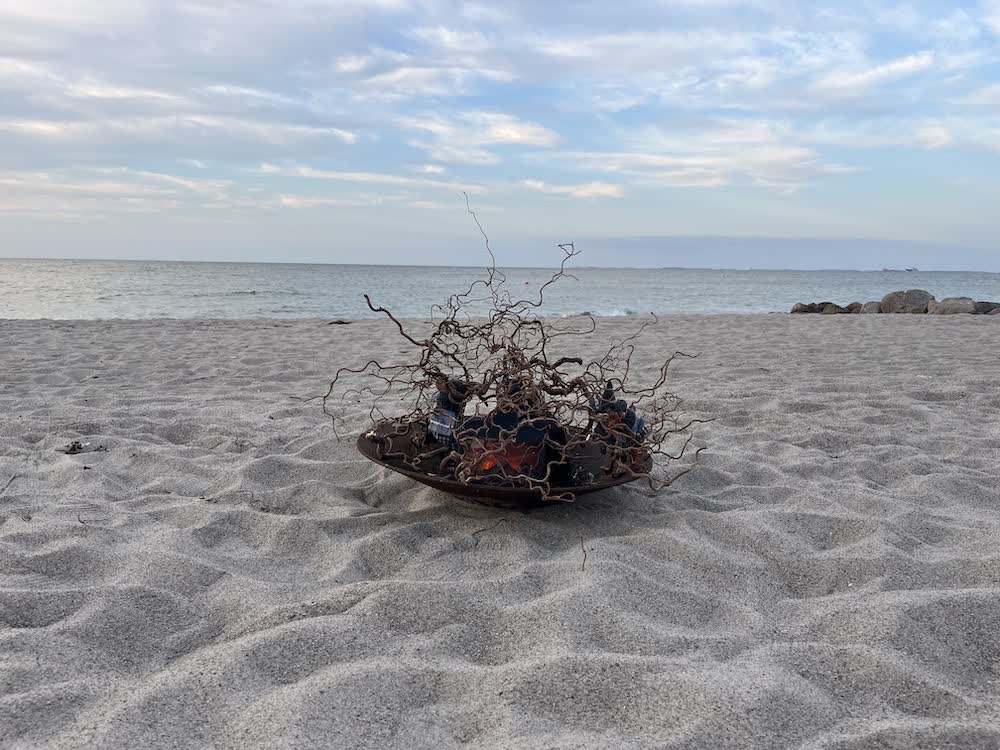 Electric bonfire on the beach